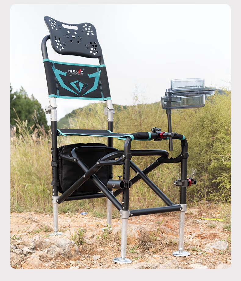 Grsaed Fishing Chair, All-Terrain Knight Chair, Multifunctional Outdoor Folding Chair, Complete Set of Fishing Chairs, Blue Diamond, Aluminum And Magnesium Accessories 11