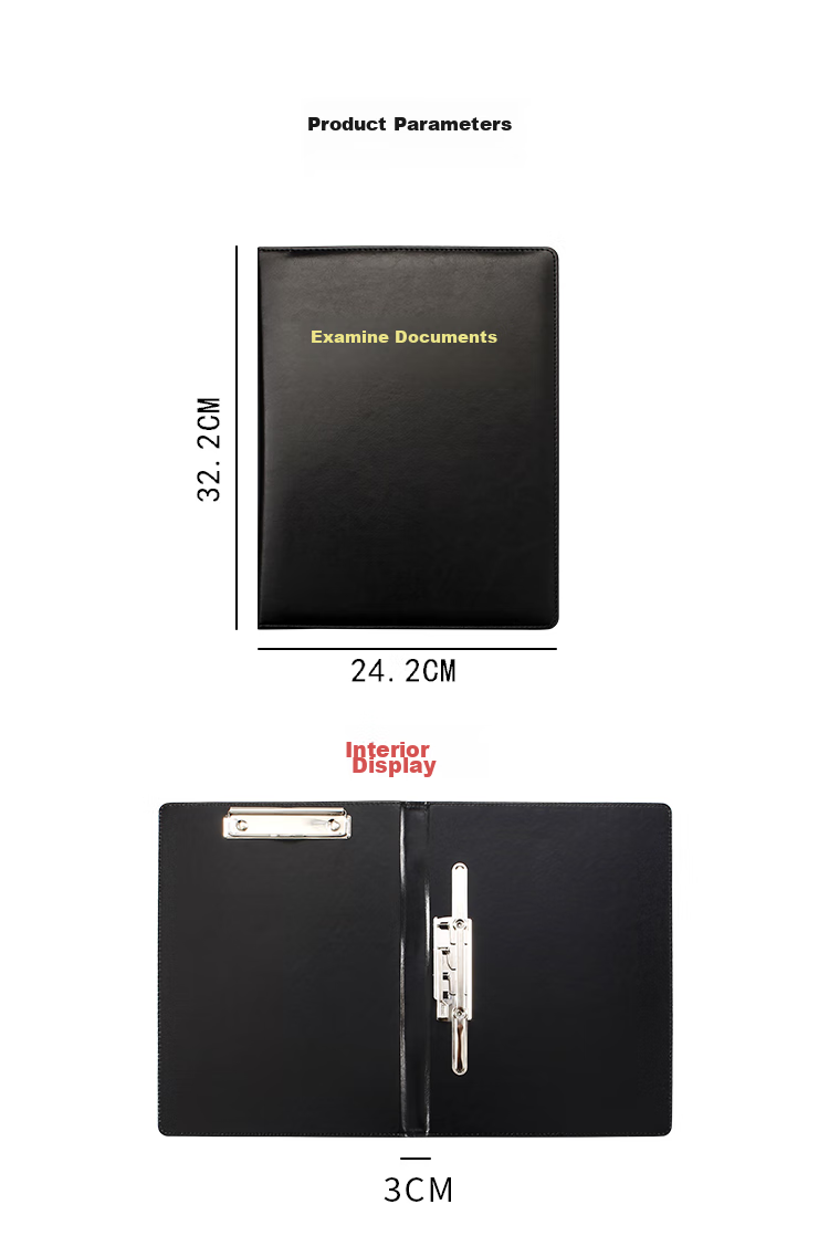 Xuchenwenju Black Blank A4 File Folder, Presentation Folder, Leather Cover, Document Holder, Double-Clasp Folding Board, Secretary And Manager Contract Folder, Meeting Report Folder, Contract Document Folder, Customizable 6