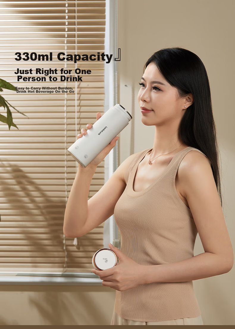Locknlock Portable Electric Kettle, Outdoor Travel Electric Water Boiler, Electric Water Cup, Hot Water Cup, Business Trip Electric Kettle, Electric Heating Water Cup EJC3435WHT 17