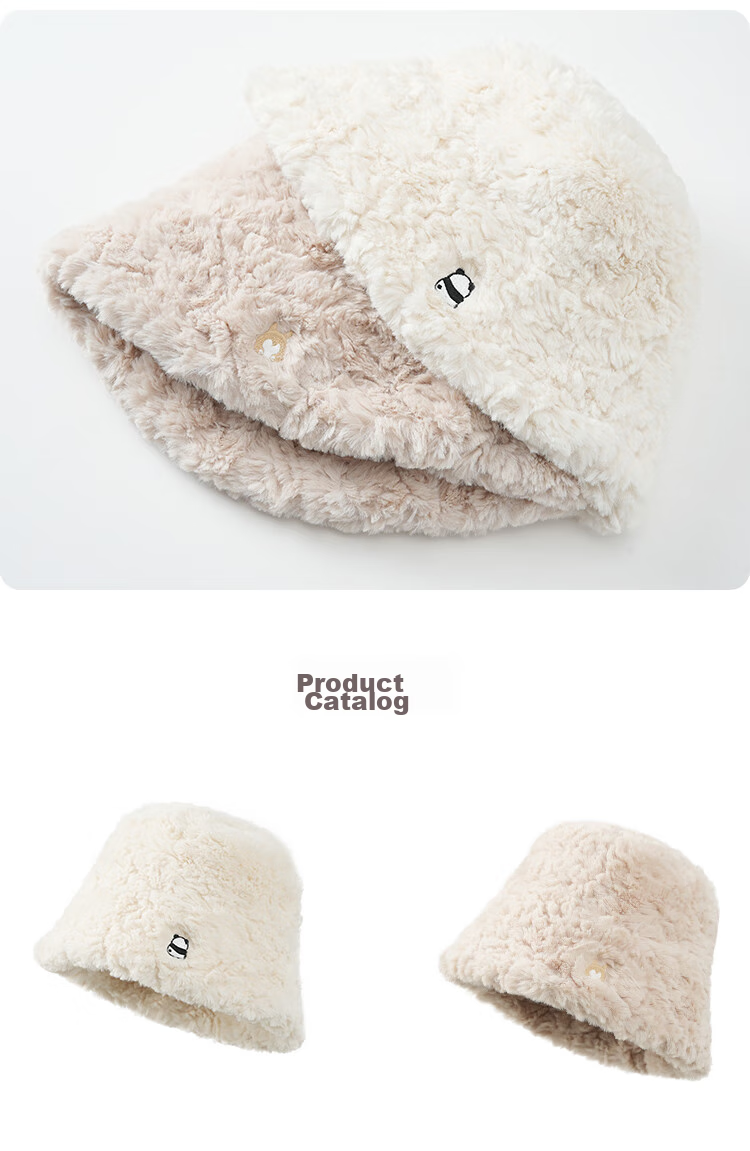 JIUMU Faux Sheepskin Warm Fisherman Hat, Autumn And Winter Face-Slimming Bucket Hat, Water Bucket Hat, Winter Hat, Windproof And Cold-Resistant Cap for Wome 17