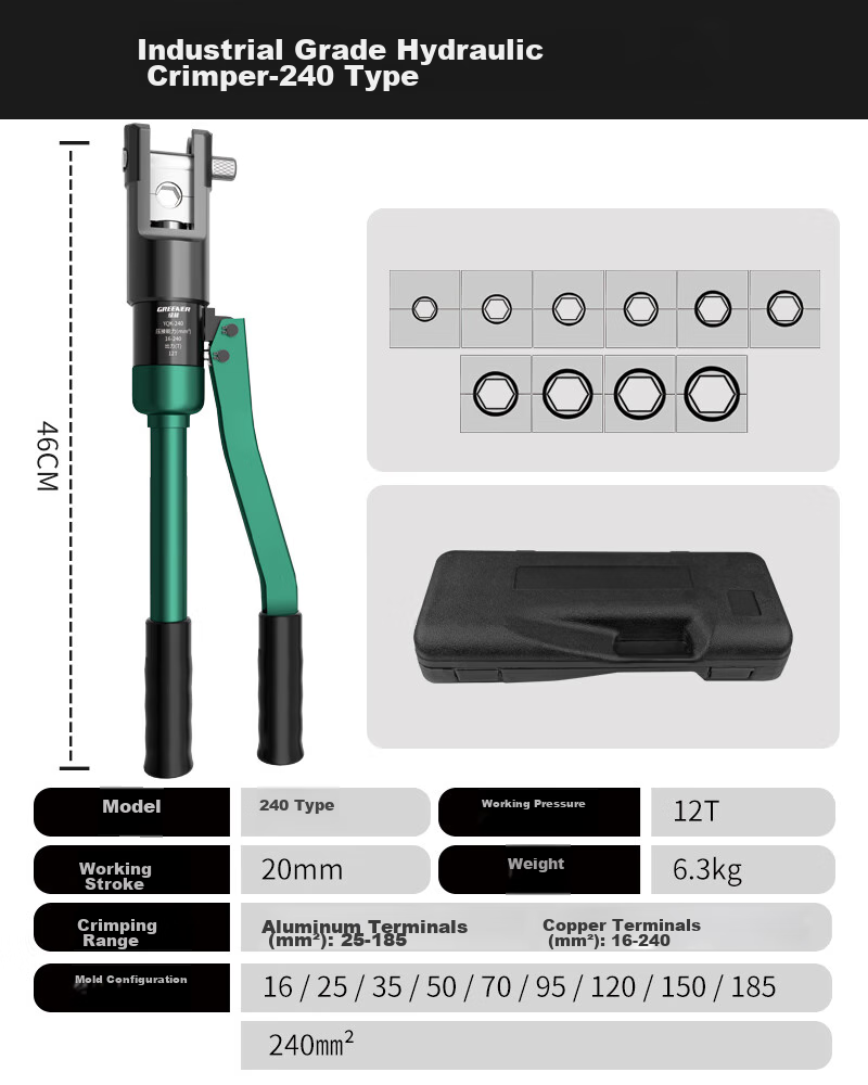 GREENER Household Hydraulic Crimping Pliers, Terminal Crimper, 10-120 Square Manual Crimping Cable Copper Pressure Pliers, Electrician's Special Wire Crimping Pliers 14
