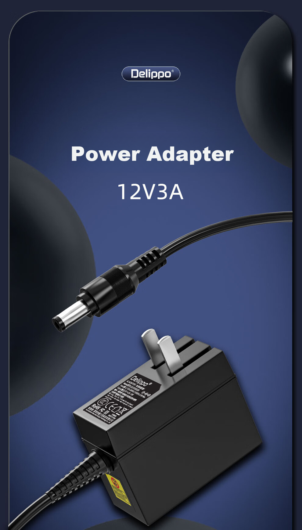 Delippo Compatible with HKC P4000 24P1GF40 M24G3F 21A6 Desktop Computer LCD Monitor Screen, 12V3A2.5A Power Adapter Cable 1