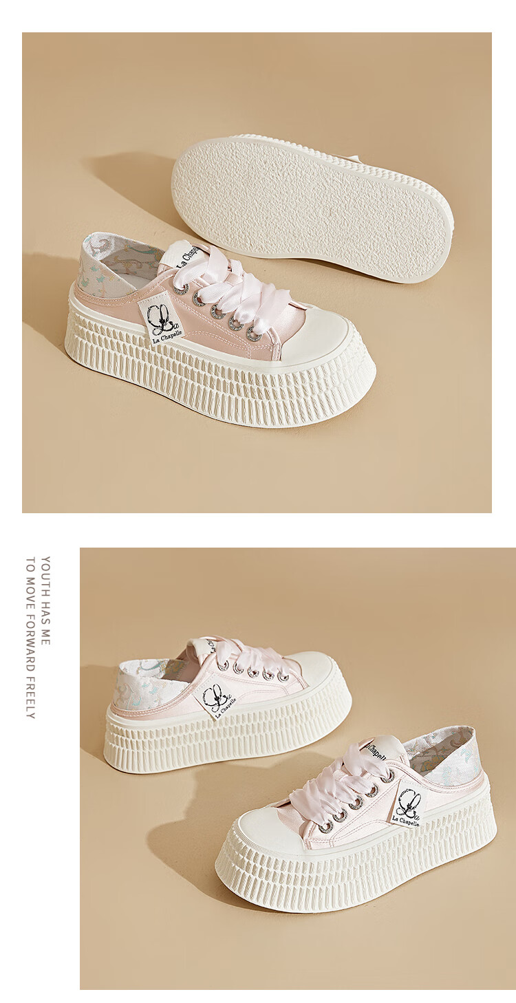 La Chapelle Women's Sneakers, Versatile Thick-Soled Casual Shoes, Chanel-Inspired Slip-On Shoes for Women-002 Pink Size 39 4