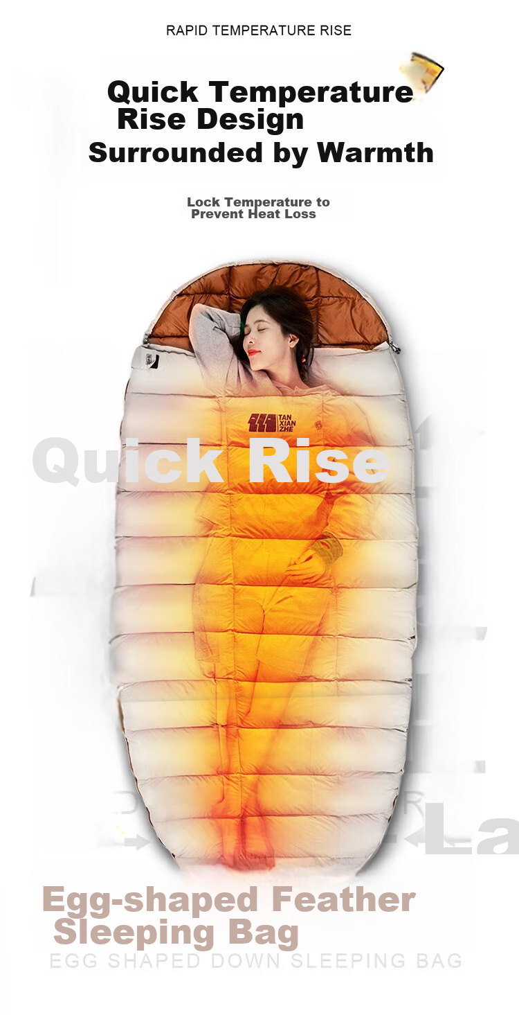 TAN XIAN ZHE TAN XIAN ZHE Feather Sleeping Bag, Adult Outdoor Indoor Autumn Winter, Widened And Thickened, Warm Camping Feather Sleeping Bag 3