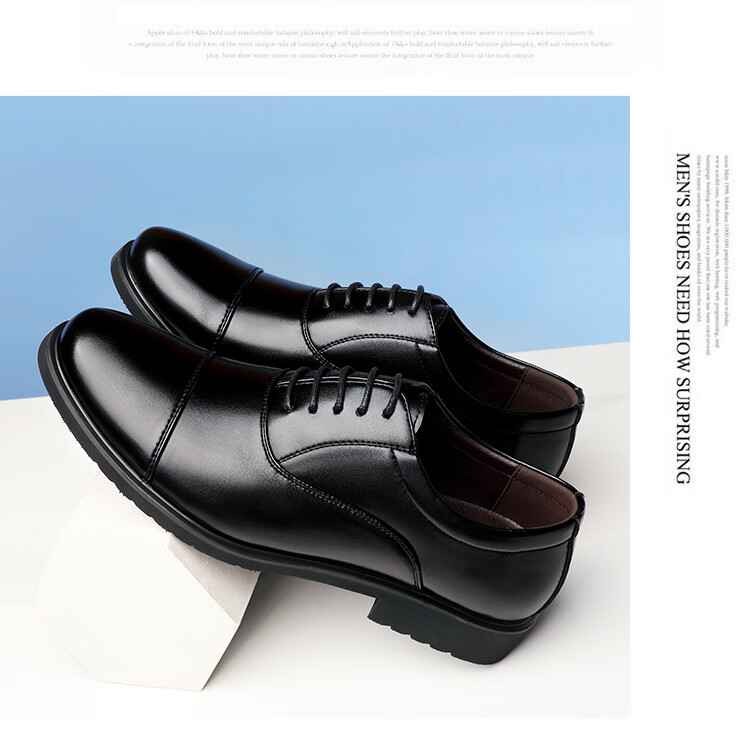 BEIOUTU Men's Leather Shoes, Fashionable Three-Joint Business Formal Shoes, Comfortable Lace-Up Casual Men's Footwear, 8827 Black, Size 41 8