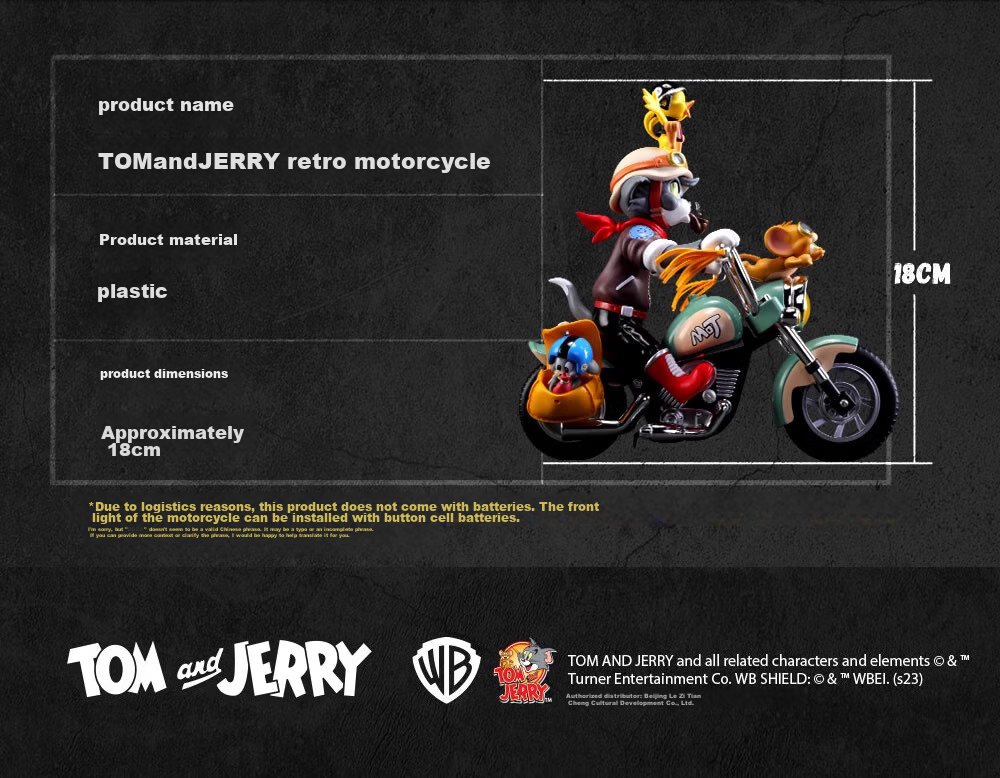 52TOYS TOM & JERRY Retro Motorcycle Action Figure, Trendy Anime Toy Decoration Gift 10