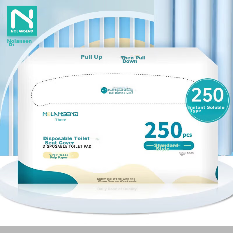 NOLANSEND Disposable Toilet Seat Covers, Travel-Safe, Water-Soluble, for Pregnant Women, Toilet Seat Protectors, Paper Toilet Seat Covers, 250 Sheets