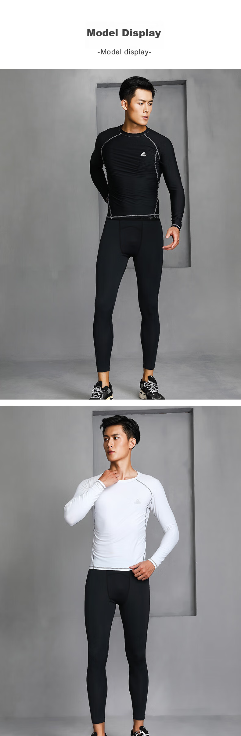 PEAK Men's Compression Shirt, Long Sleeve Fitness Wear, Summer Breathable Quick-Dry Sweat-Wicking High-Elasticity Sports Training Morning Run Shirt 10