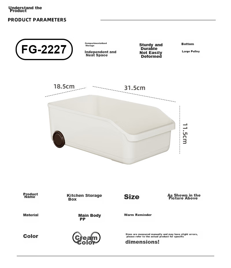Baicaoyuan Storage Box, Kitchen Organizer with Wheels, Cabinet Clutter Storage Basket, Under-Sink Organizer, Set of 2 1