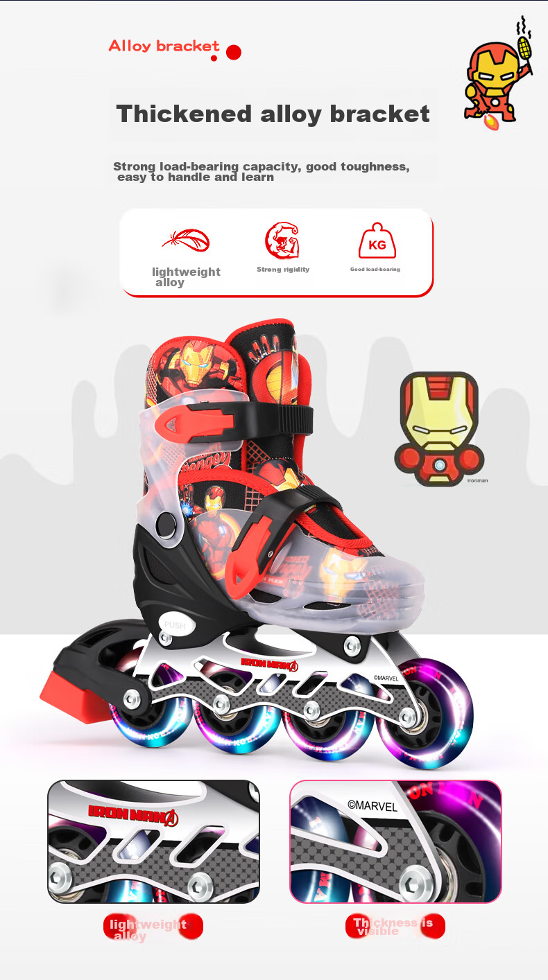Disney Roller Skates for Children, Light-Up Beginner Set, Inline Skates for Girls And Boys, Inline Roller Shoes, Spider-Man Desig 8