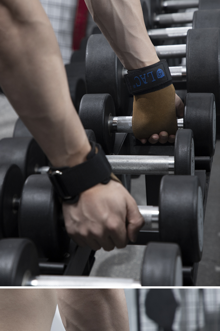 LAC Pull-Up Assist Band Fitness Gloves, Pull-Up Support Straps, Chin-Ups Palm Protectors, Sports Wrist Guards, Non-Slip Cowhide Style 4