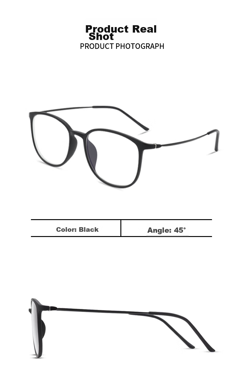 Gameking Blue Light Blocking Glasses Anti-Radiation Ultra-Light Titanium Frame Non-Prescription Myopia Glasses Frame with Prescription Lenses 8002 Transparent 13