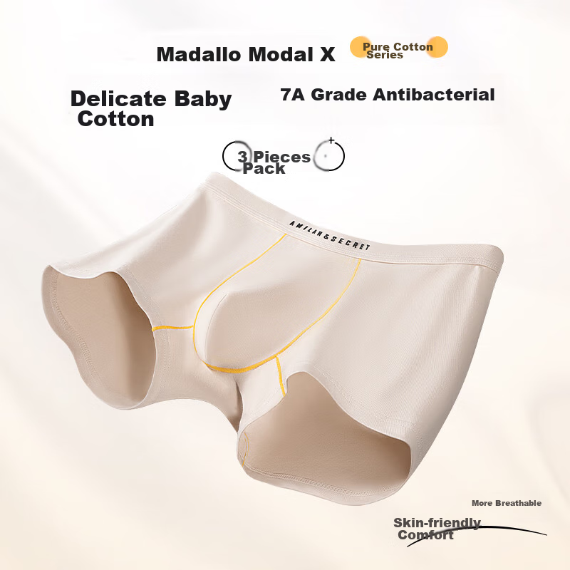 Мужские трусы Modaier 80S Baby, 3 шт., чистого хлопка, антибактериальные, боксеры большого размера
