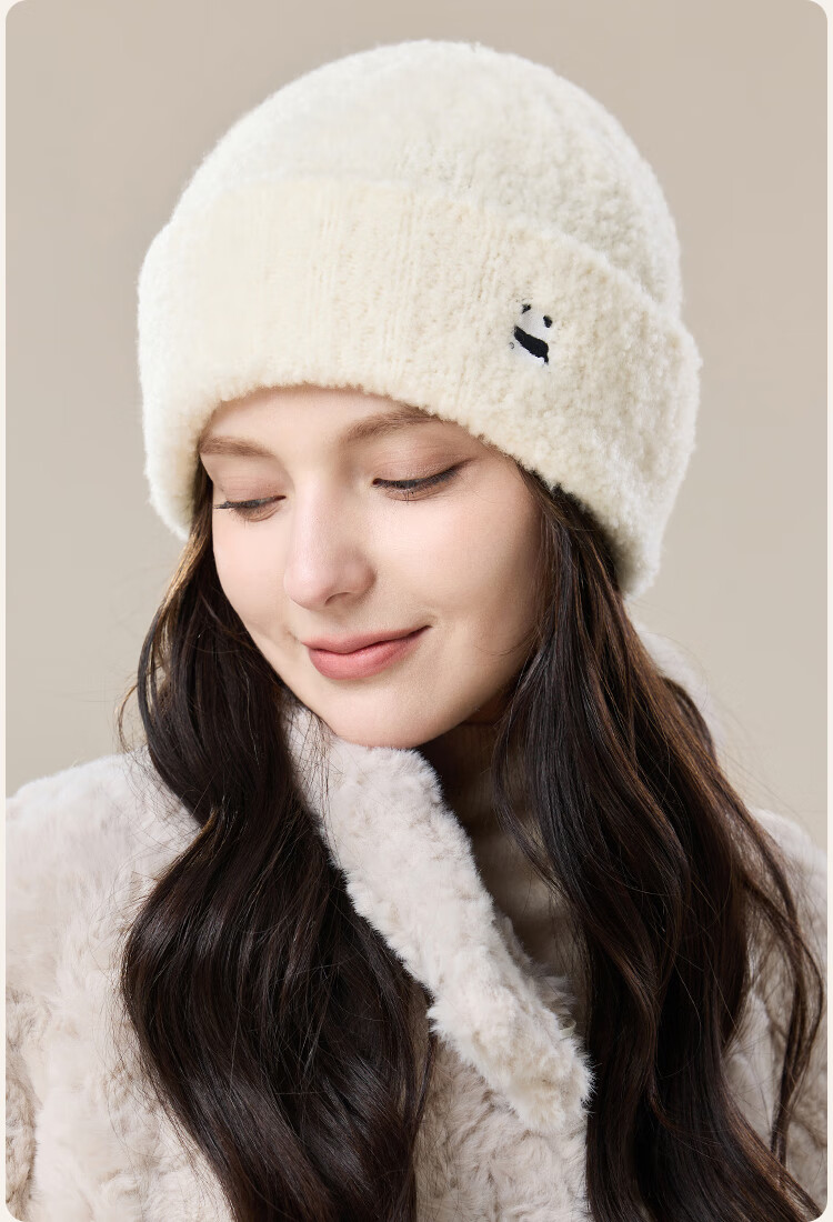 JIUMU Wool Warm Knit Hat, Autumn And Winter Knitted Cap, Cold Hat, Winter Hat, Outdoor Ear Protection Cold Hat for Women in Winter 14