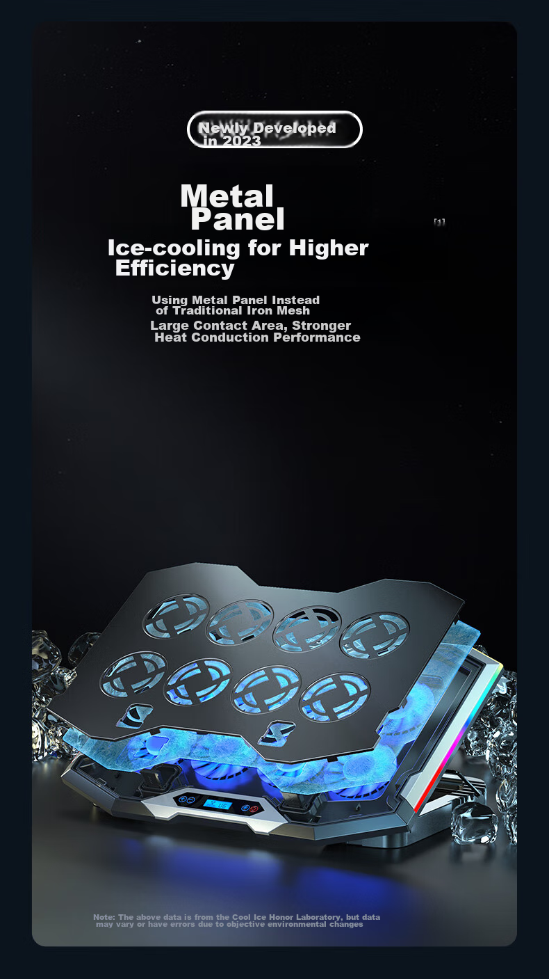 ICE COOREL K10 Laptop Cooling Pad, Computer Desk Stand, Gaming Laptop Cooling Base, Adjustable Speed Cooling Fan with RGB Lighting, Suitable for 17-Inch Lenovo Alienware Legio 2