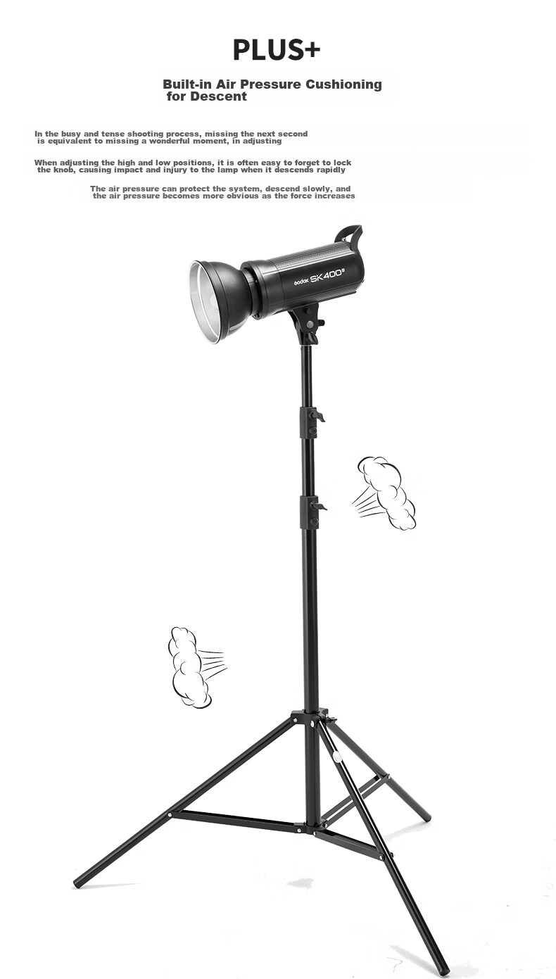 Beiyang 2.8-Meter Air Cushion Light Stand, Photography Light, Live Streaming Light, Flash Light Stand, Portable Studio Light, Video Studio Live Streaming Tripod Light Stand, Folding Light Stand 6