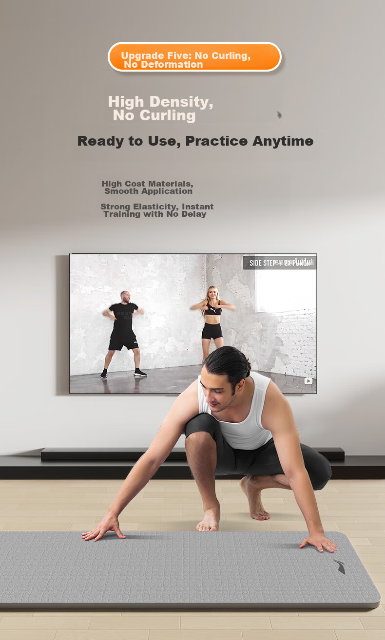 Li-Ning Yoga Mat, TPE Material, for Men, Thickened, Wide, Professional Non-Slip, for Jump Rope Exercises, Sports Mat, Quiet And Shock-Absorbing, Gray Color 14