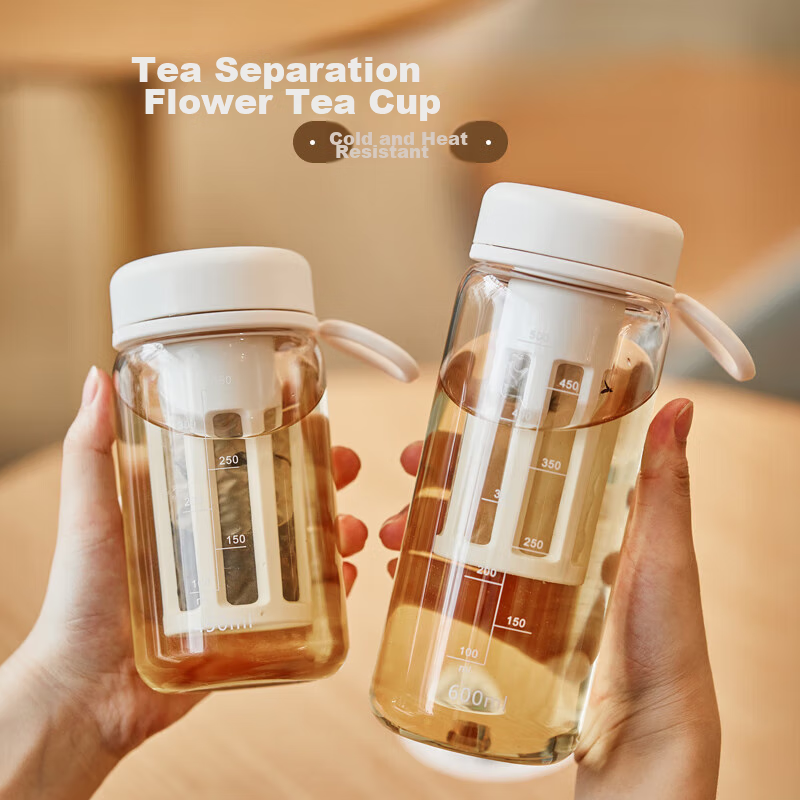 Sijia Liangpin Water Cup for Men And Women, Stylish Tea Infuser Plastic Cup with Scale, Portable Transparent Water Bottle for Students, Summer Use