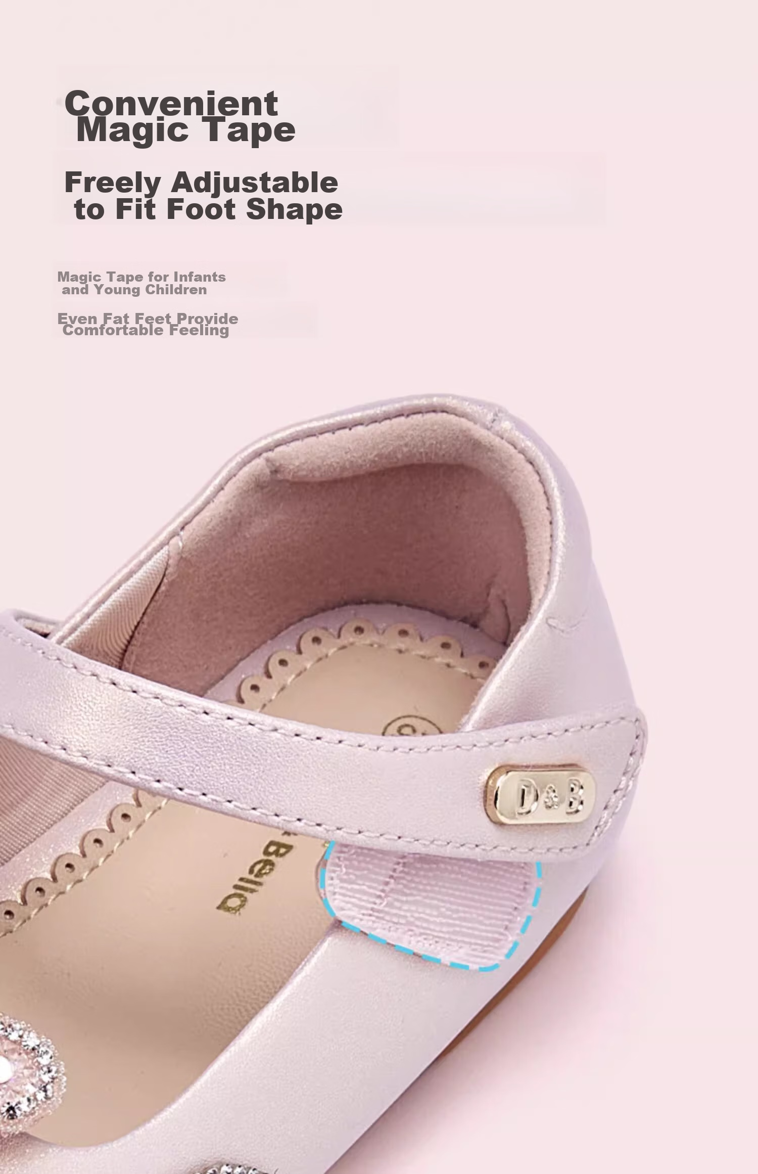 DAVE & BELLA Children's Leather Shoes, Girls' Princess Shoes, Sparkling Crystal Shoes, Spring And Autumn Baby Performance Shoes 7