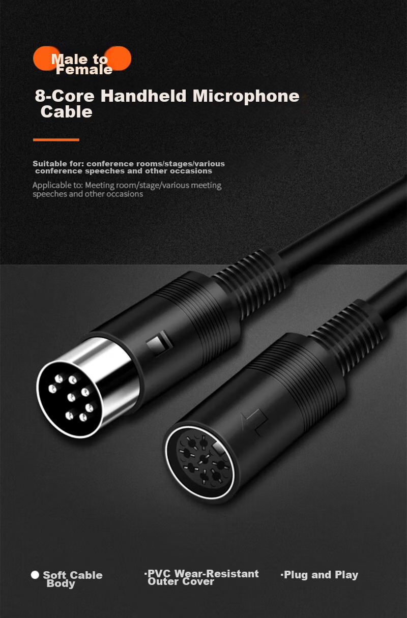 Beishanque 8-Pin Handheld Microphone Cable, Eight-Pin Male to Female Conference Gooseneck Microphone Extension Cord, 1.5 Meters, BSQ-H01 1