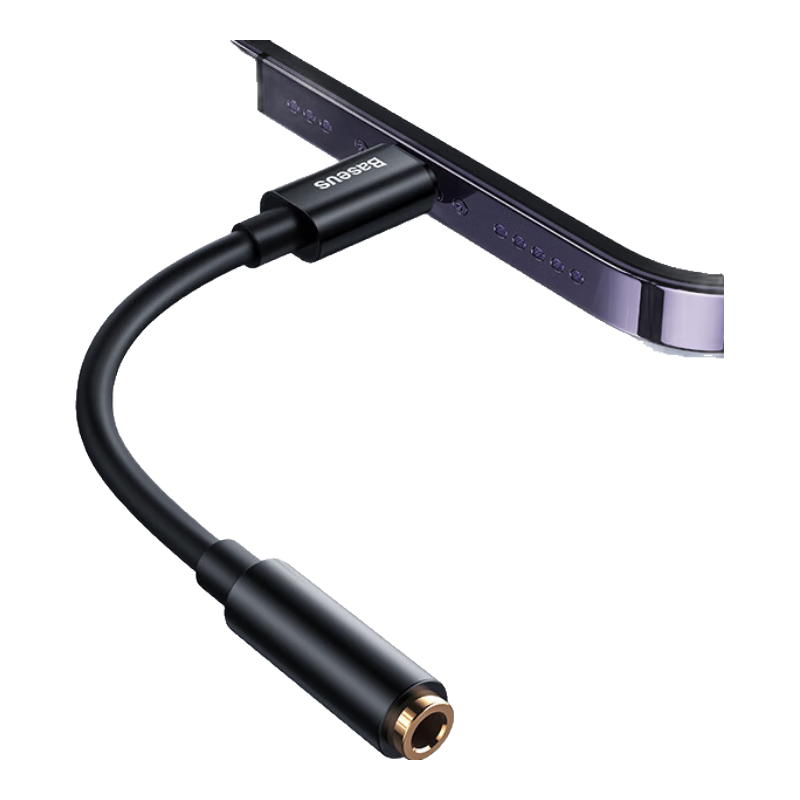 Baseus Type-C to 3.5mm Headphone Adapter, USB-C to Audio Cable Converter for Xiaomi 12/11/Huawei Mate40Pro/P50 Android Phones, Black