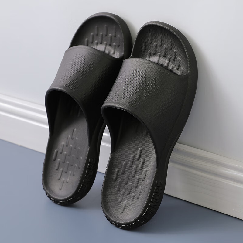 GUOLUOFEI Thick-Soled Couple Slippers, Bathroom Shower Summer Non-Slip Home Indoor Shoes for Men And Women, Black, Size 43-44