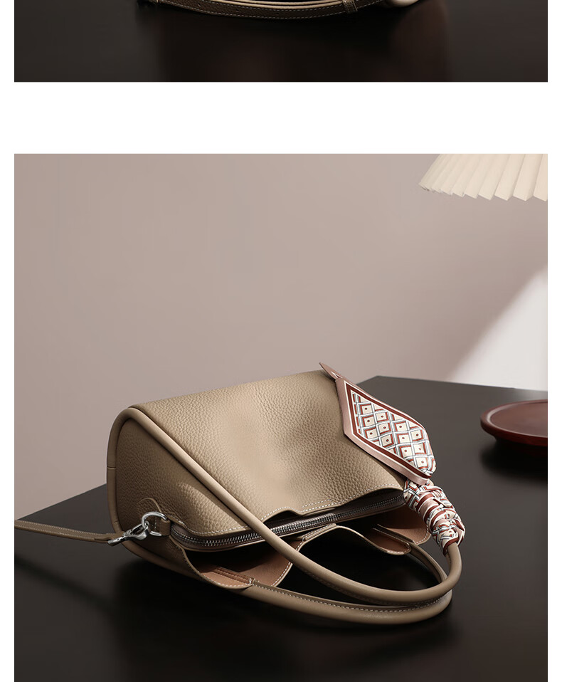 Aiqinghai Top-Grain Leather Handbag for Women, Tote Bag, Shoulder Bag, Crossbody Bag, Light Luxury Birthday Mother's Day Gift, Practical Present for Mom 11