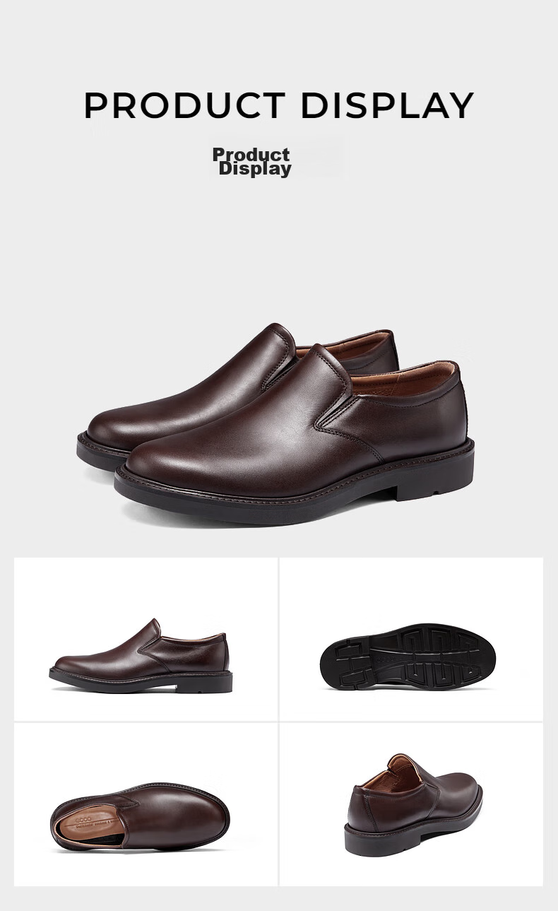 ECCO Business Leather Shoes for Men, Simple Slip-On Loafers, Urban London Series 525624, Black, Size 39 11