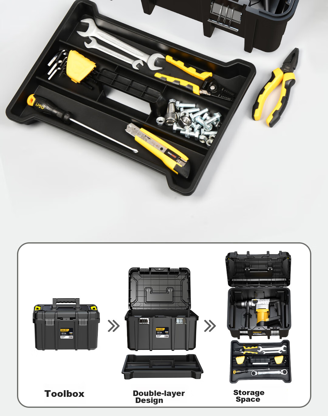 Deli 22-Inch Wide High Tool Box, Plastic Storage Container, Multifunctional Repair Household Hardware Organizer 7