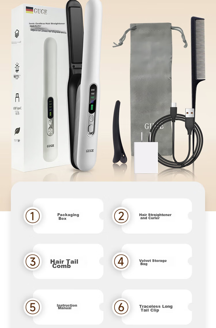 GUGE German [Wireless Portable] Straight Hair Iron, Negative Ion Straightening Iron, Gentle on Hair, Wireless Straightening Iron for Men And Women, Mini Small High Crown Straightening Iro 37
