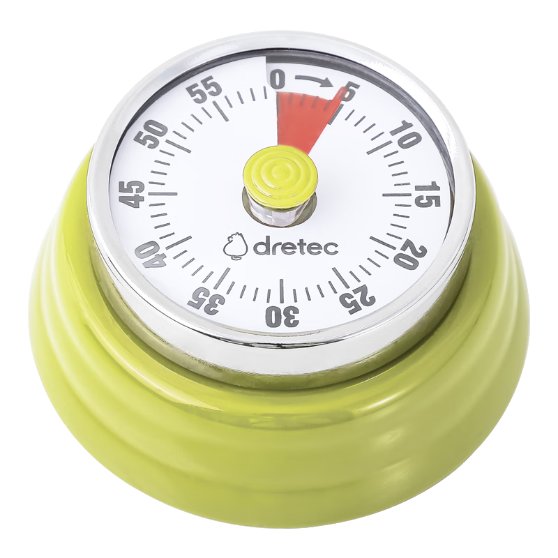 Dretec Japanese Timer Dopamine Kitchen Timer Mechanical Refrigerator Timekeeper Alarm Clock Yellow-Gree