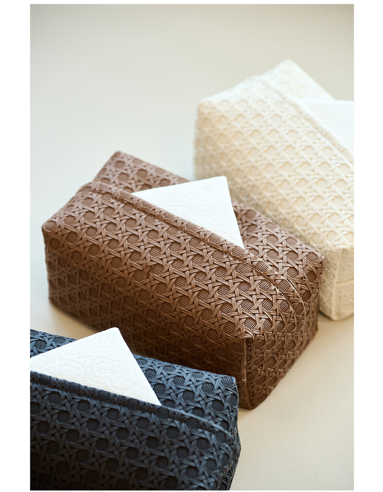 Fanyejia Tissue Box with Rattan Pattern, Luxury Leather Tissue Holder, Storage Box for Living Room, Bedroom, And Dining Table 15
