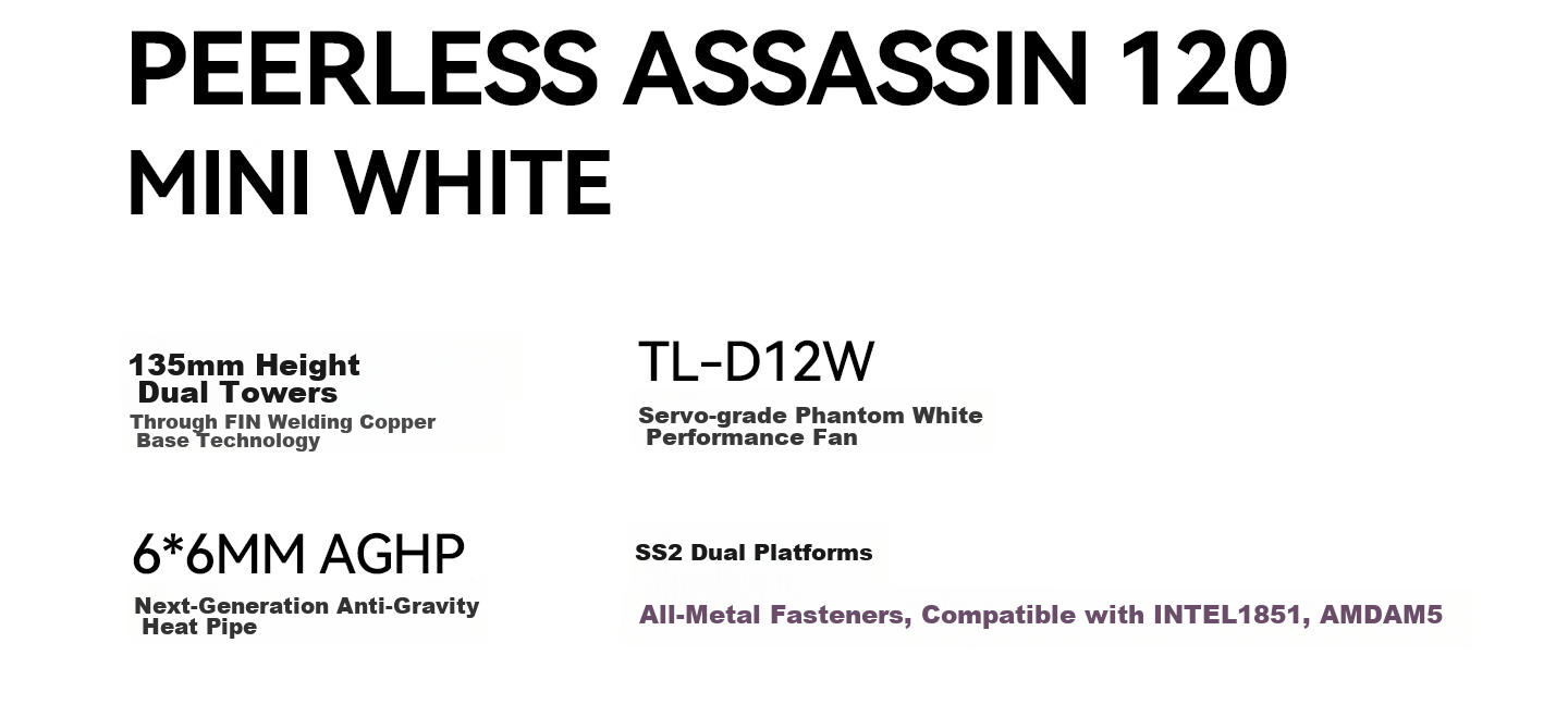 Thermalright Peerless Assassin 120 MINI WHITE, Dual Assassins, AGHP4.0 Six Heat Pipe Air Cooler, PA120 MINI WHITE 5