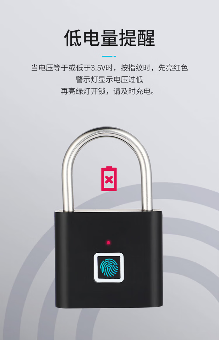 GSON GSON Smart Fingerprint Padlock for Warehouse, Dormitory, Courtyard Gate, Security Anti-Theft Anti-Freezing Electronic Lock 7