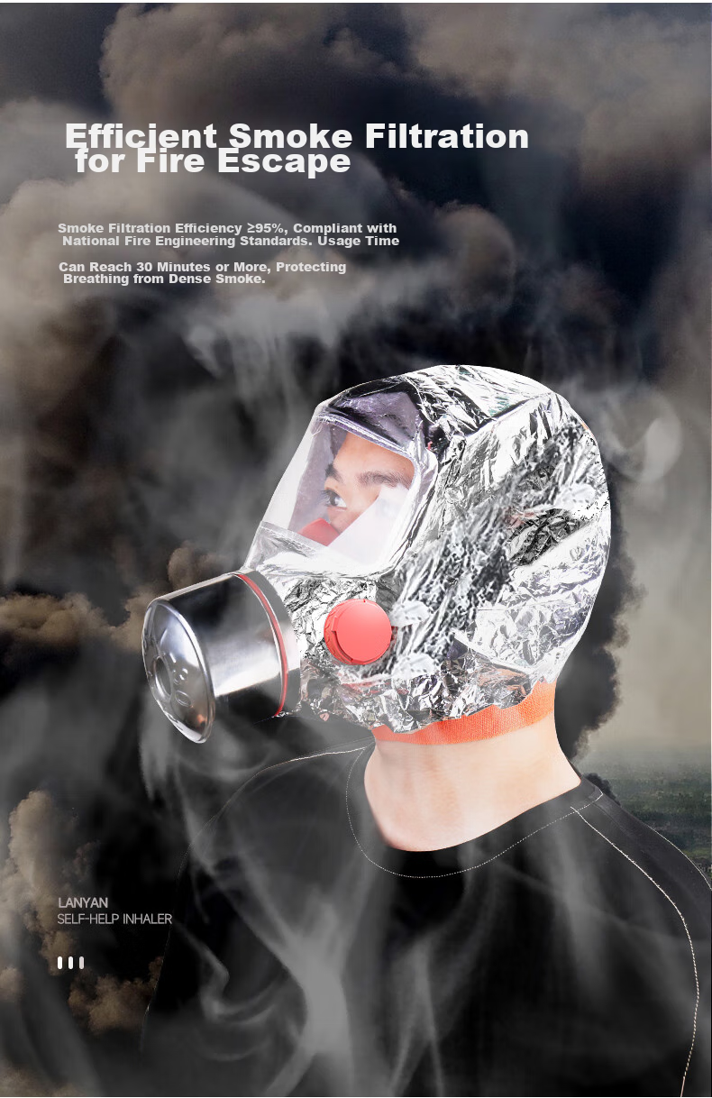 YUANBANG Fire Mask, New National Standard TZL-30 Gas Mask Smoke Protection Mask, Filter-Type Self-Rescue Respirator, Family Emergency Hotel Fire Inspectio 12