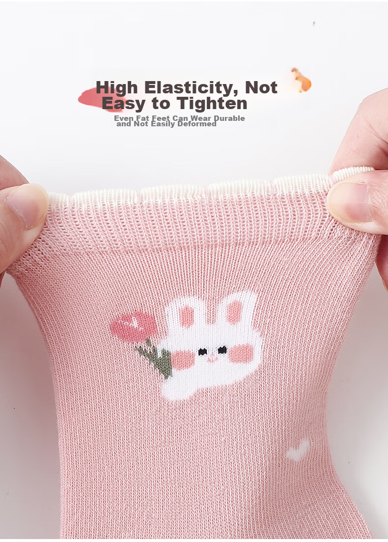 LangSha Children's Socks for Girls, Spring Autumn Winter Mid-Calf Socks, Elastic Soft Comfortable Cotton Socks for Girls And Babies, 5 Pairs Pack 5