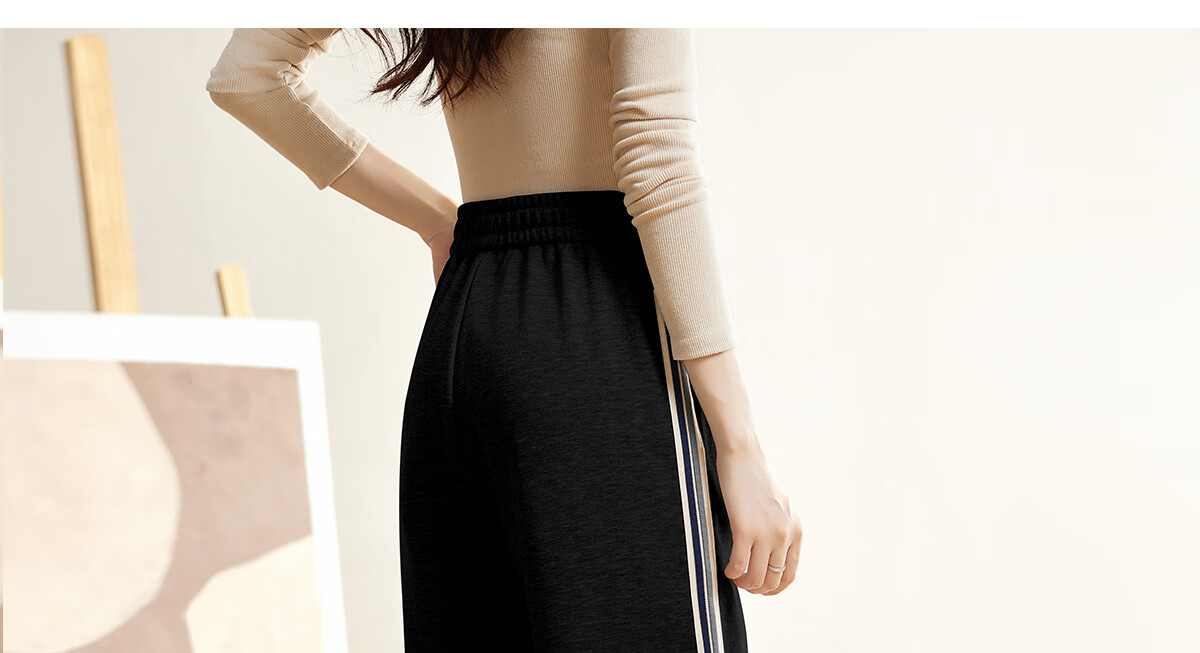 Halo Queen Women's Casual Pants, Spring And Autumn Side Striped Contrasting Color, Drawstring Elastic Waist, Summer Loose-Fitting Sweatpants, New Product H143R1011 43