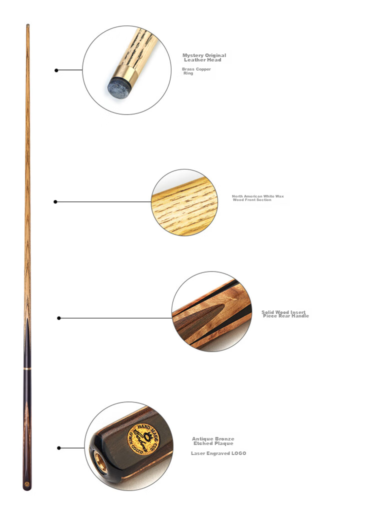 Aomi New Generation Xianyuan Pool Cue, Black Eight Small Tip, Black 8 Chinese Eight-Ball Snooker Medium Tip Billiard Cue, Full-Length Cue, 10mm 6