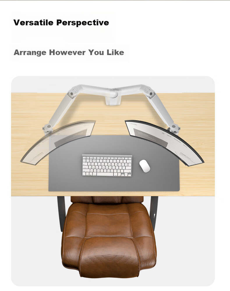 W&Q Monitor Arm, White Display Mechanical Arm, Desktop Computer Office Desk Riser Stand, No Drilling Required, Gas Lift Rotating VESA17-32 Inches 11