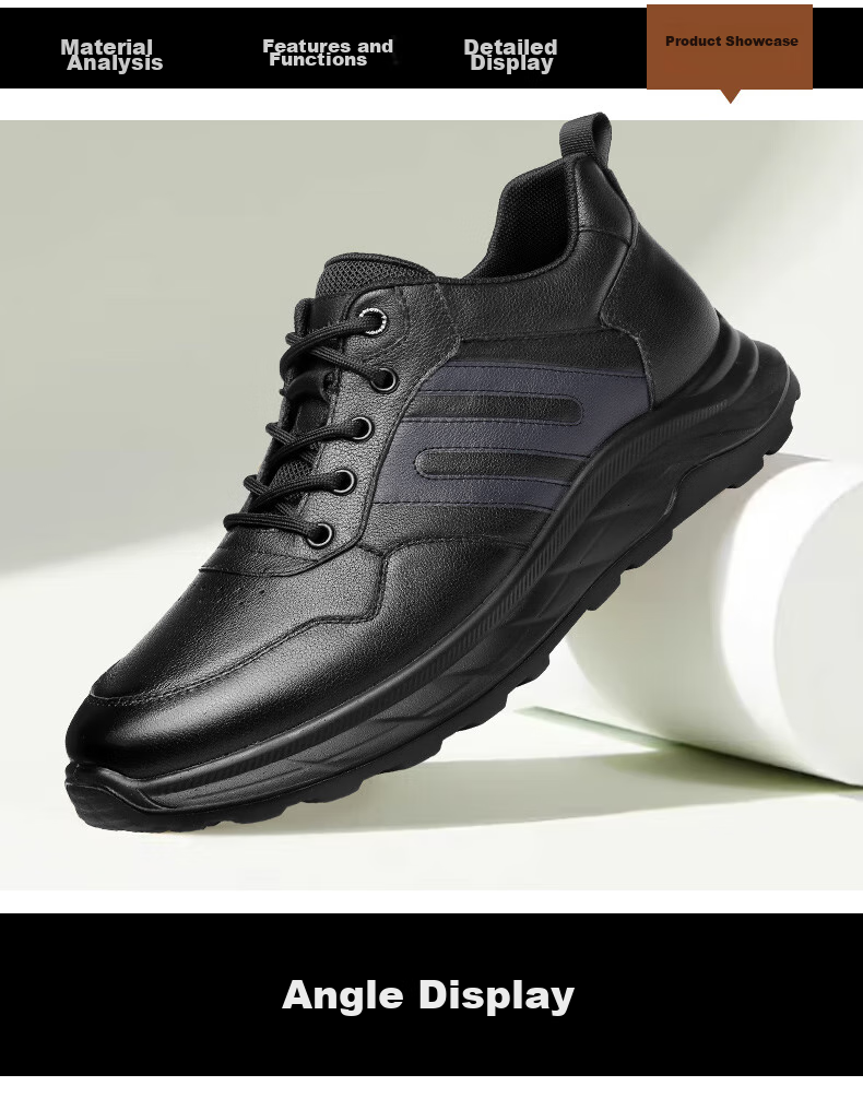 Qiangren Business Casual Shoes, Breathable And Comfortable Top-Grain Leather Men's Shoes, Simple Commuter Style for Men, JDA73227, Black, Size 41 12