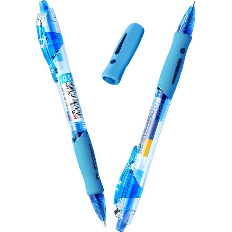 M&G GP1008B Retractable Gel Pen, Blue, 0.5mm Bullet Tip, Push-Button, Business Office Signing Pen, Water-Based Pen, Exam Writing Pen, Pack of 3