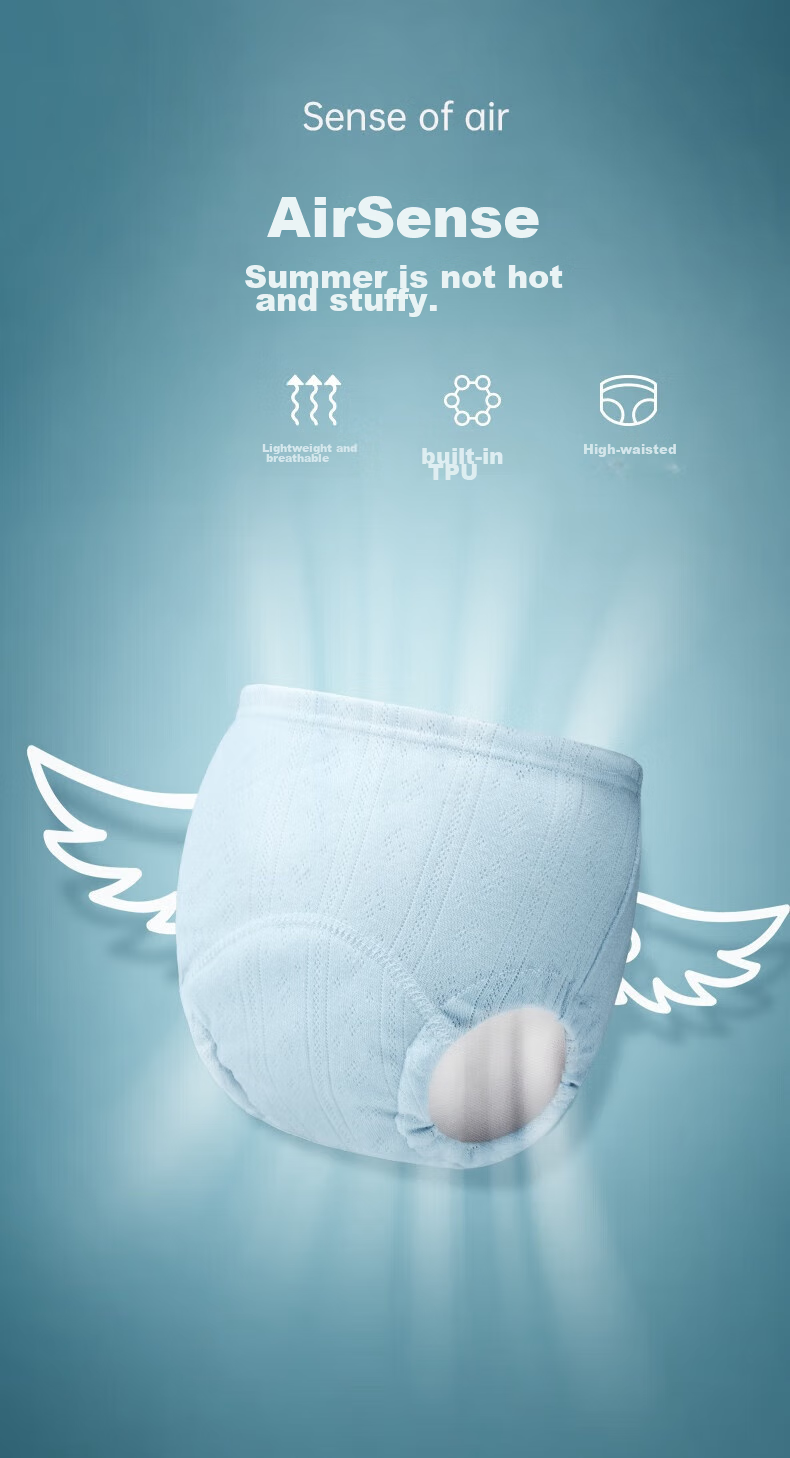 Beitaisi Diaper Training Pants, Gauze-Like, for Toilet Training, Washable, Baby Potty Training, Size 100, 2-Pack, Blue-Gree 4