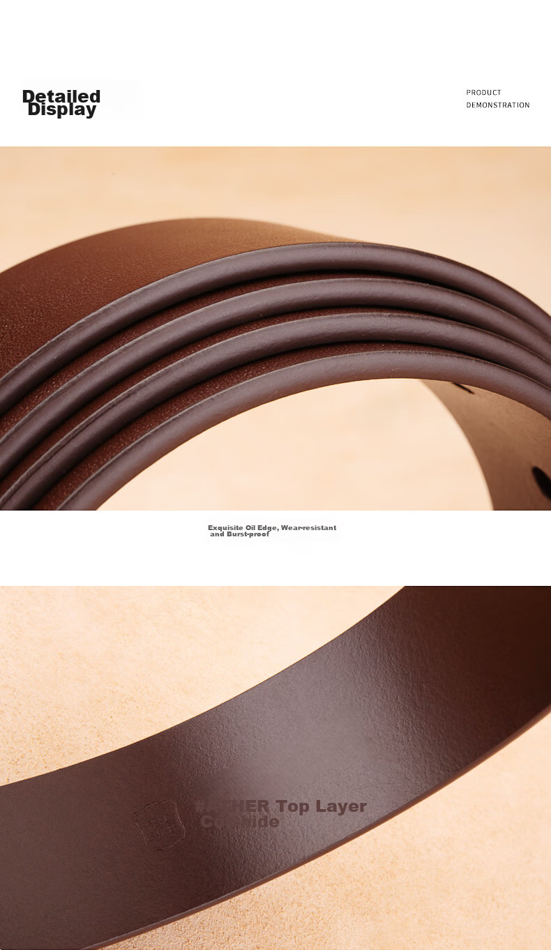 CattleOWN Large Size Belt for Men with Pin Buckle, Extended Top Layer Cowhide Trouser Belt 3037, Dark Brown, 140cm, Gift 15