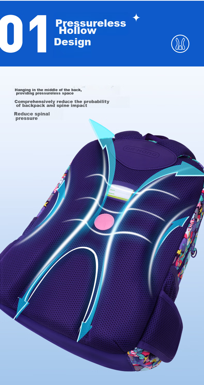 DR·KONG Backpack for Girls, Elementary School Students Grades 3-6, Children's Spine-Protecting Lightweight Large-Capacity Backpack, Convenient Shoulder Bag 5
