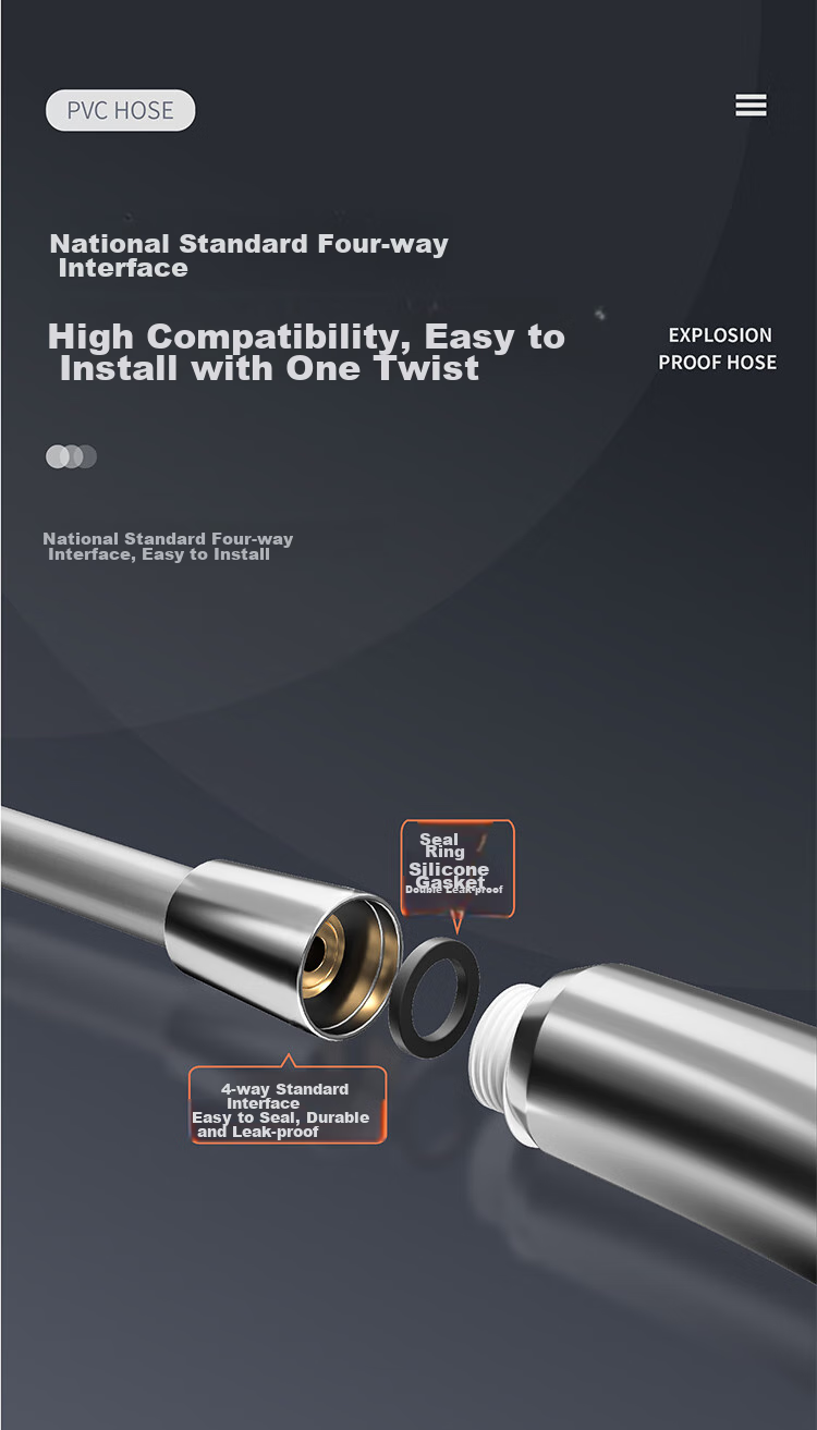 MEJUE Shower Head Hose, Cold And Hot Water Inlet Hose, Anti-Tangling Silver Shower Head Pipe Z-05306 8