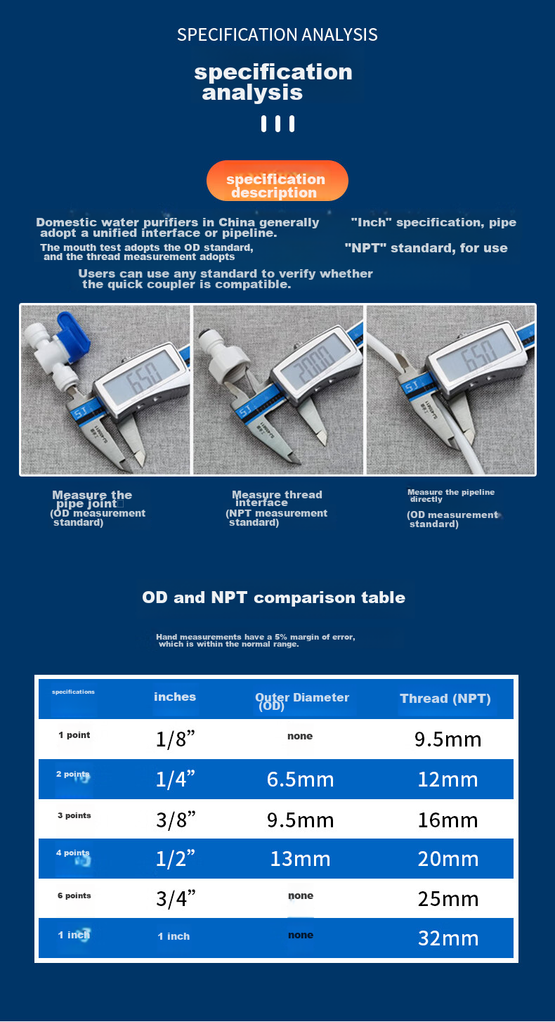 Jingwanhui Universal Water Purifier Accessories, 1/4 Inch Quick Connect Elbow, PE Pipe Quick Connector, Water Pipe Tee Fitting, 5 Pieces Per Pack, W908 10