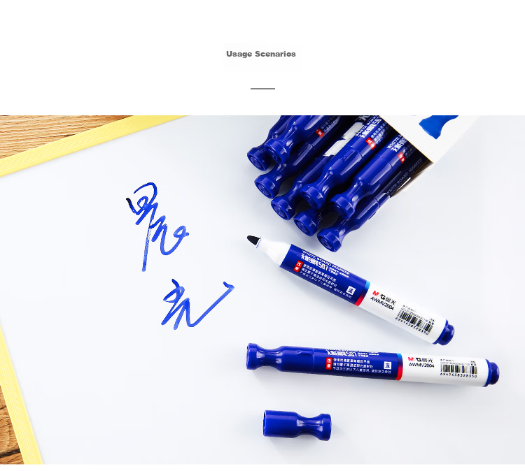 M&G Stationery Erasable Whiteboard Markers D10 Single-Tip Office Meeting Pens Easy-To Whiteboard Markers Blue 10 Pcs/box AWMY2202 9