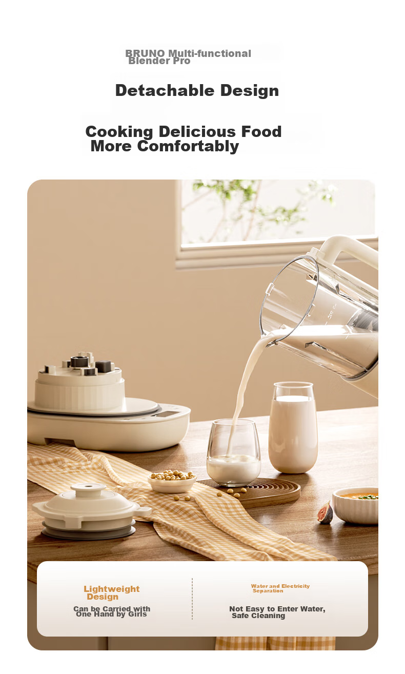 BRUNO Blender with Titanium Coating, 1.2L Small Capacity for Home Use, Fully Automatic Juicing, Quiet Operation, Baby Food And Soy Milk Maker, Ivory White, Bean Container Included 17