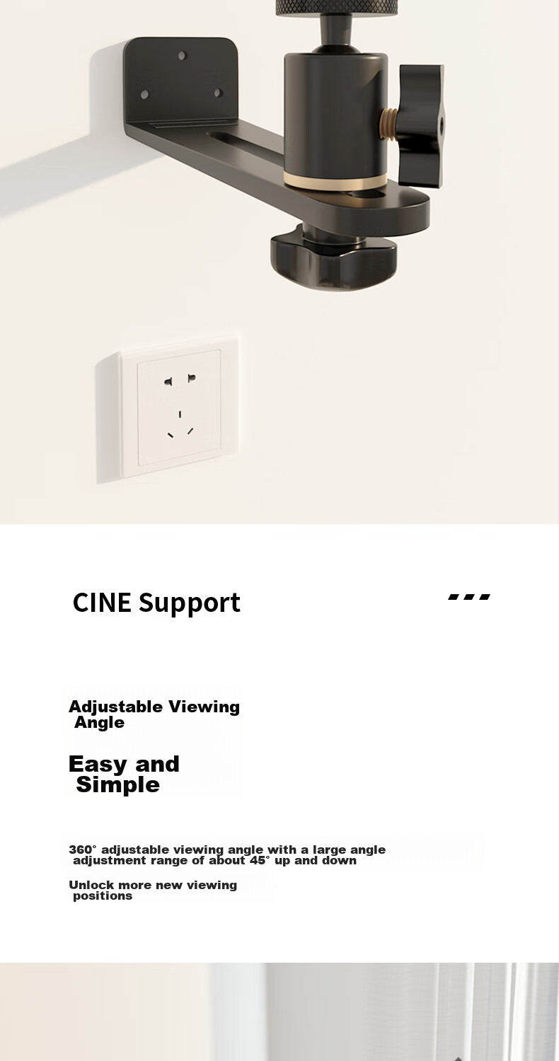 CINE Projector Wall Mount Bracket, Home Bedside Wall-Mounted Bracket, Suitable for XGIMI, JmGO, Dangbei, Fengmi, Xiaomi, Xiaoming Projectors, Cloud Platform Bracket, Hanging Bracket PB26 4