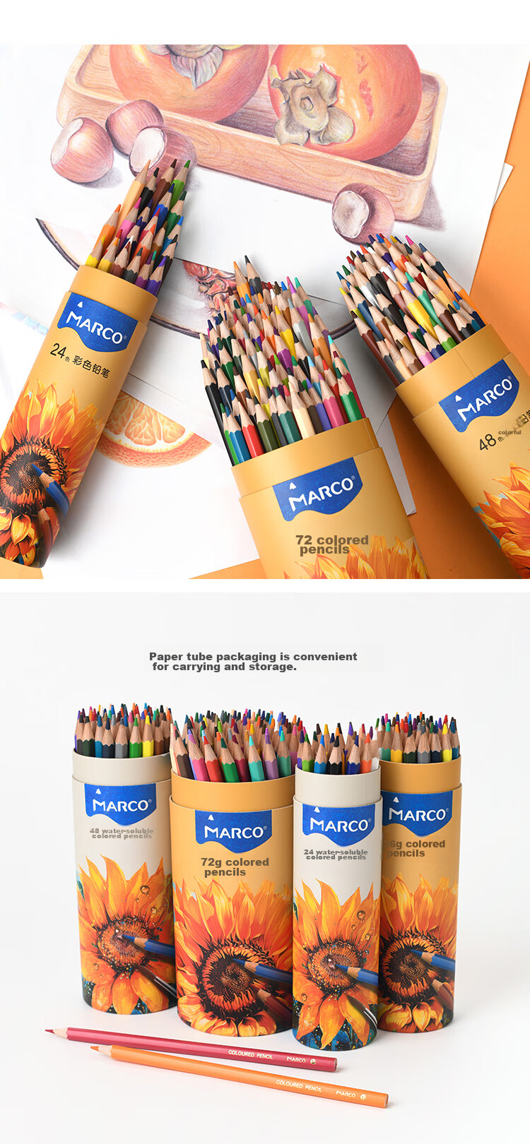 MARCO Oil-Based Erasable Colored Pencils, 36-Pack, for Students, Children, Boys And Girls, Beginner Drawing, Coloring, Art Supplies, Painting Tools, Art Materials, Birthday Gift, Back-To Set 13